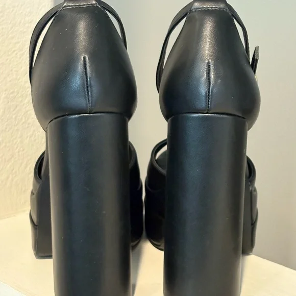 Dream Pair Ankle Strap High Chunky Block Heel Platform Pump Shoes Size 8.5 Black - Picture 7 of 12